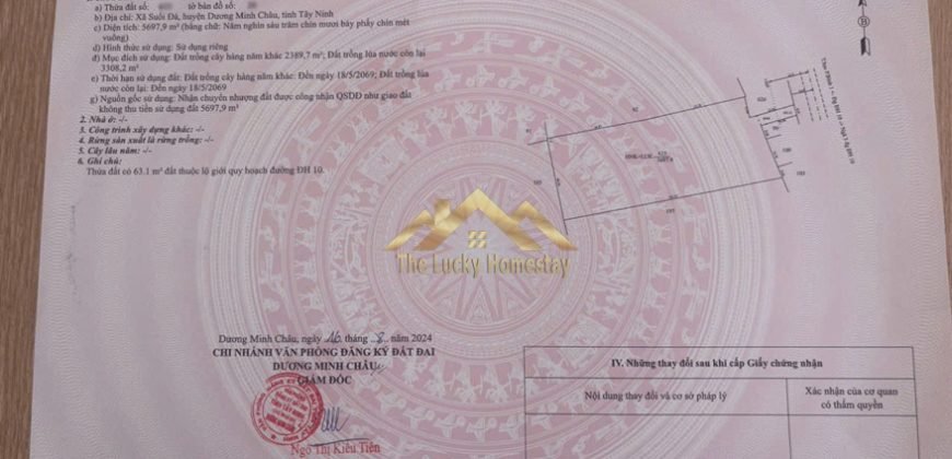 Bán đất ở Tây Ninh 02 thửa diện tích 5697,9 m2 & 306,1 m2 (5,7tỷ) thương lượng